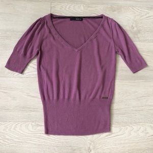 Reserved Purple Viscose V-Neck 3/4 Sleeve Sweater